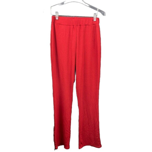 3pc Lounge Set Maroon Wide Pant Crop Top Open Front Cardigan SZ L NWOT Comfort - Picture 7 of 10